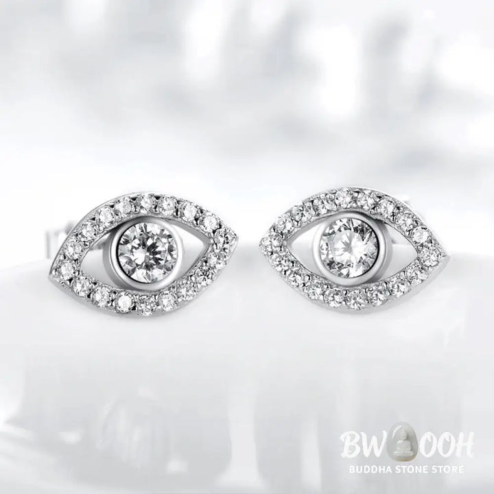 Buddha Stones 925 Sterling Silver Evil Eye Symbol Protection Stud Earrings - Evil Eye (Protection ♥ Blessing) - Earrings