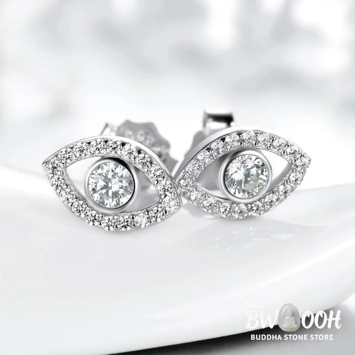Buddha Stones 925 Sterling Silver Evil Eye Symbol Protection Stud Earrings - Evil Eye (Protection ♥ Blessing) - Earrings