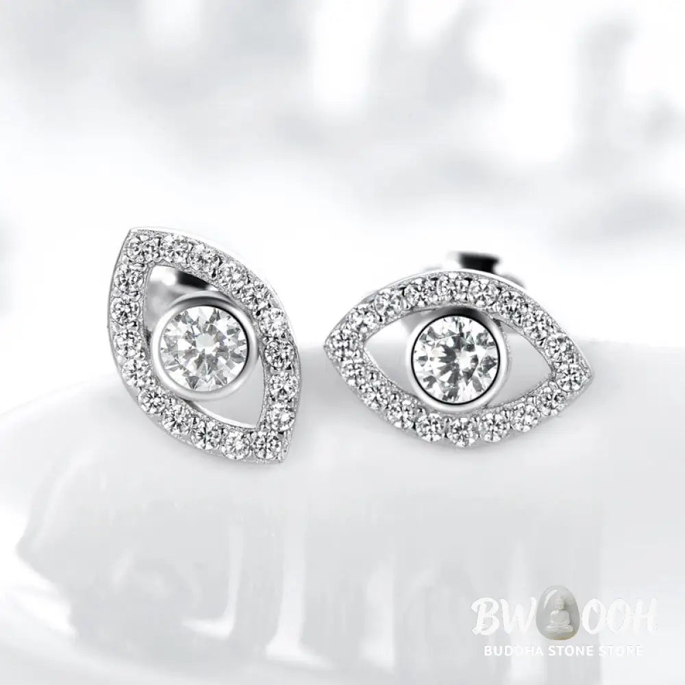 Buddha Stones 925 Sterling Silver Evil Eye Symbol Protection Stud Earrings - Evil Eye (Protection ♥ Blessing) - Earrings