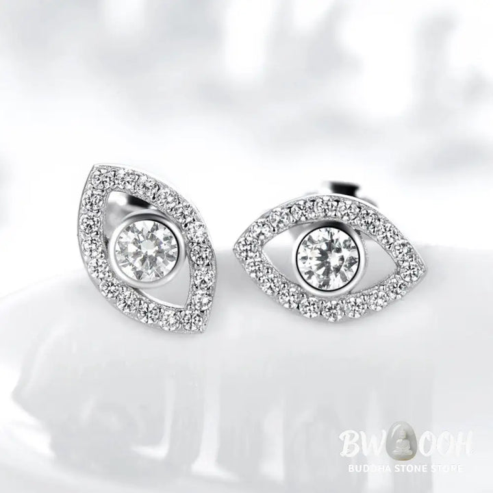 Buddha Stones 925 Sterling Silver Evil Eye Symbol Protection Stud Earrings - Evil Eye (Protection ♥ Blessing) - Earrings