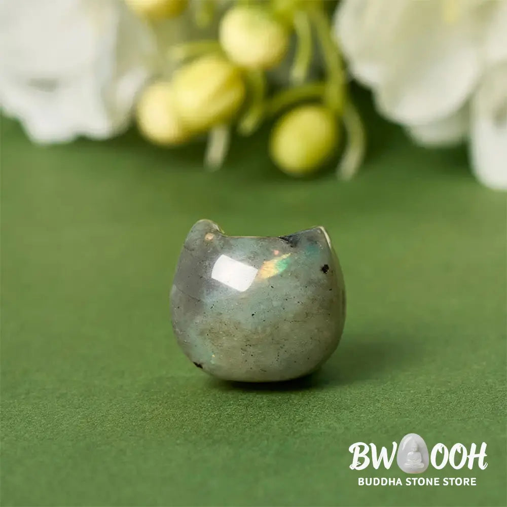 Buddha Stones 925 Sterling Silver Faceless Cat Head Natural Labradorite Healing Bracelet - Bracelet