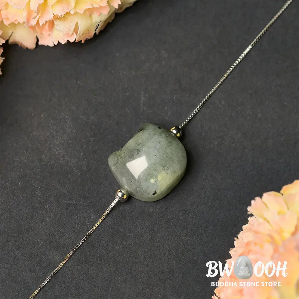 Buddha Stones 925 Sterling Silver Faceless Cat Head Natural Labradorite Healing Bracelet - Bracelet
