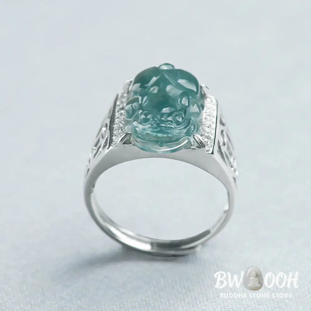 Buddha Stones 925 Sterling Silver Fengshui Wealth Prosperity Jade PiXiu Luck Ring - BWOOOH - Ring