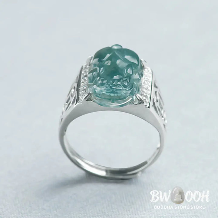 Buddha Stones 925 Sterling Silver Fengshui Wealth Prosperity Jade PiXiu Luck Ring - BWOOOH - Ring