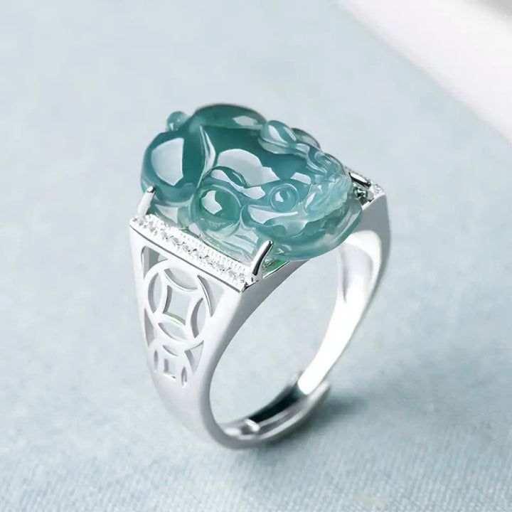 BWOOOH 925 Sterling Silver Fengshui Wealth Prosperity Jade PiXiu Luck Ring — Sterling Silver feng shui bracelet for spirit...