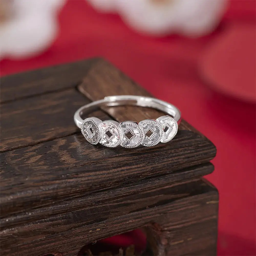 Buddha Stones 925 Sterling Silver Five-Emperor Coins Protection Ring Bracelet Necklace Pendant - BWOOOH - Silvery