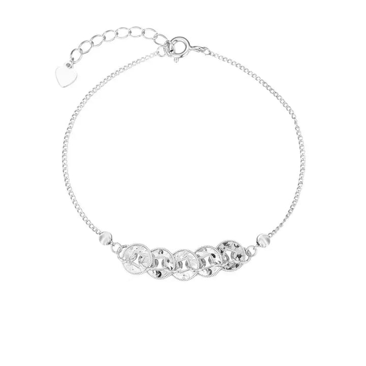 Buddha Stones 925 Sterling Silver Five-Emperor Coins Protection Ring Bracelet Necklace Pendant - BWOOOH - Silvery