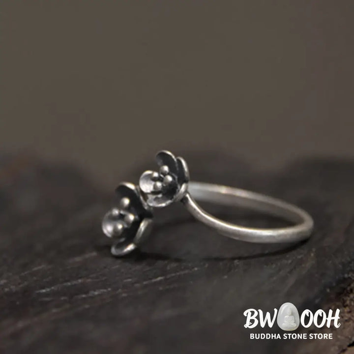Buddha Stones 925 Sterling Silver Flowers Ring - 925 Sterling Silver(Circumference: 46.9mm) - Ring