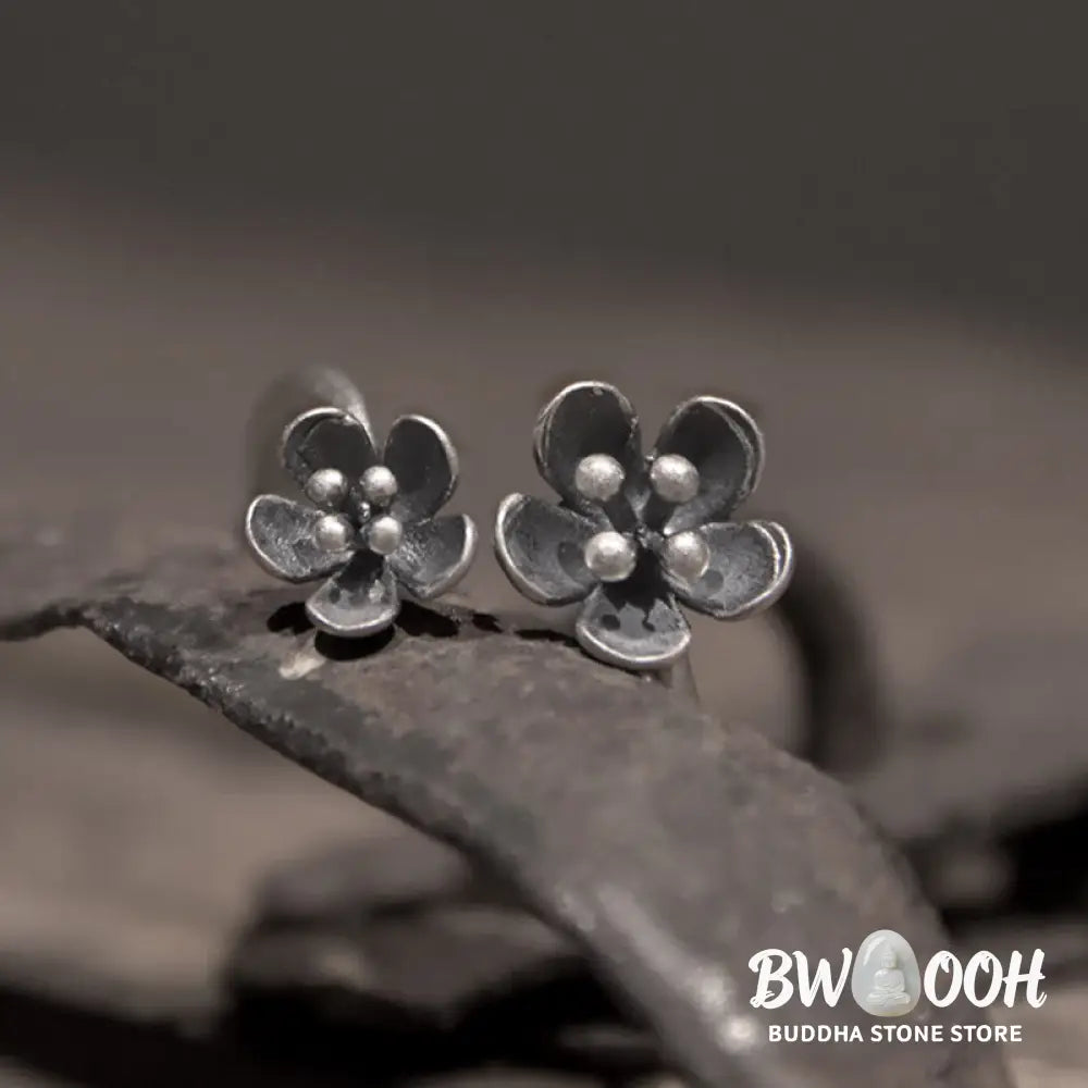 Buddha Stones 925 Sterling Silver Flowers Ring - 925 Sterling Silver(Circumference: 46.9mm) - Ring