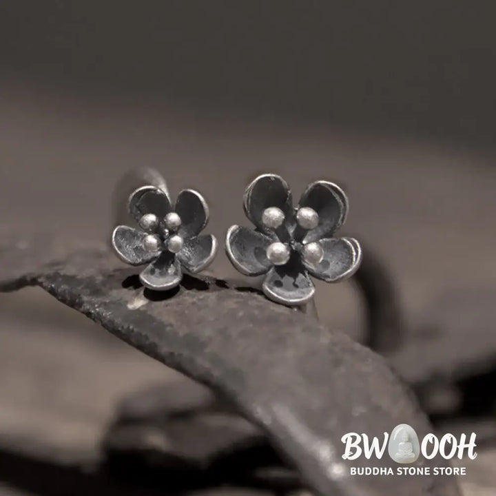 Buddha Stones 925 Sterling Silver Flowers Ring - 925 Sterling Silver(Circumference: 46.9mm) - Ring