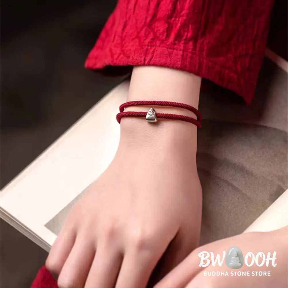 Buddha Stones 925 Sterling Silver Fu Character Blessing Handmade Braided Bracelet - BWOOOH - Bracelet