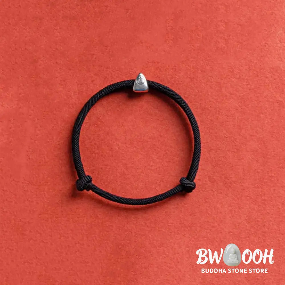 Buddha Stones 925 Sterling Silver Fu Character Blessing Handmade Braided Bracelet - BWOOOH - Bracelet