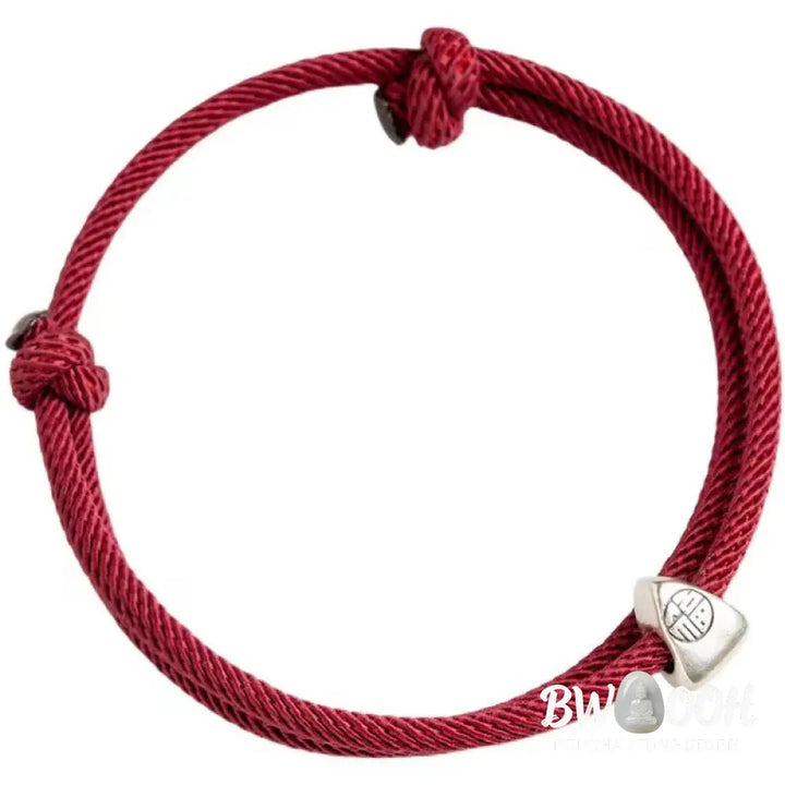 Buddha Stones 925 Sterling Silver Fu Character Blessing Handmade Braided Bracelet - BWOOOH - Bracelet