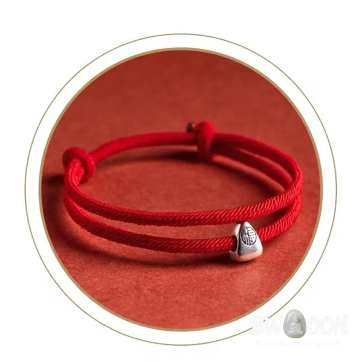 Buddha Stones 925 Sterling Silver Fu Character Blessing Handmade Braided Bracelet - BWOOOH - Bracelet