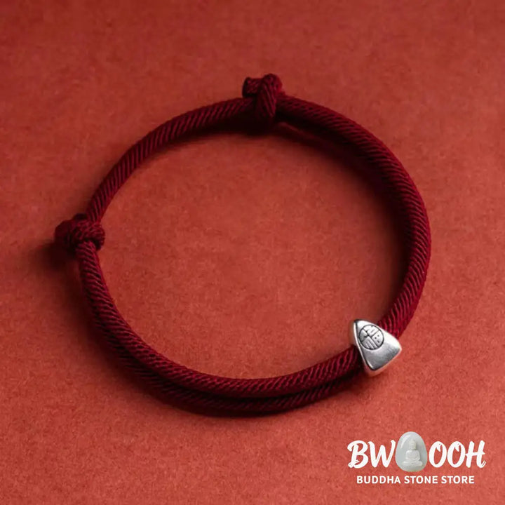 Buddha Stones 925 Sterling Silver Fu Character Blessing Handmade Braided Bracelet - BWOOOH - Bracelet