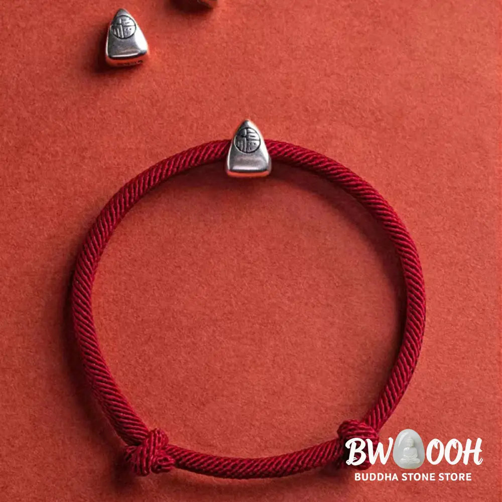 Buddha Stones 925 Sterling Silver Fu Character Blessing Handmade Braided Bracelet - BWOOOH - Bracelet