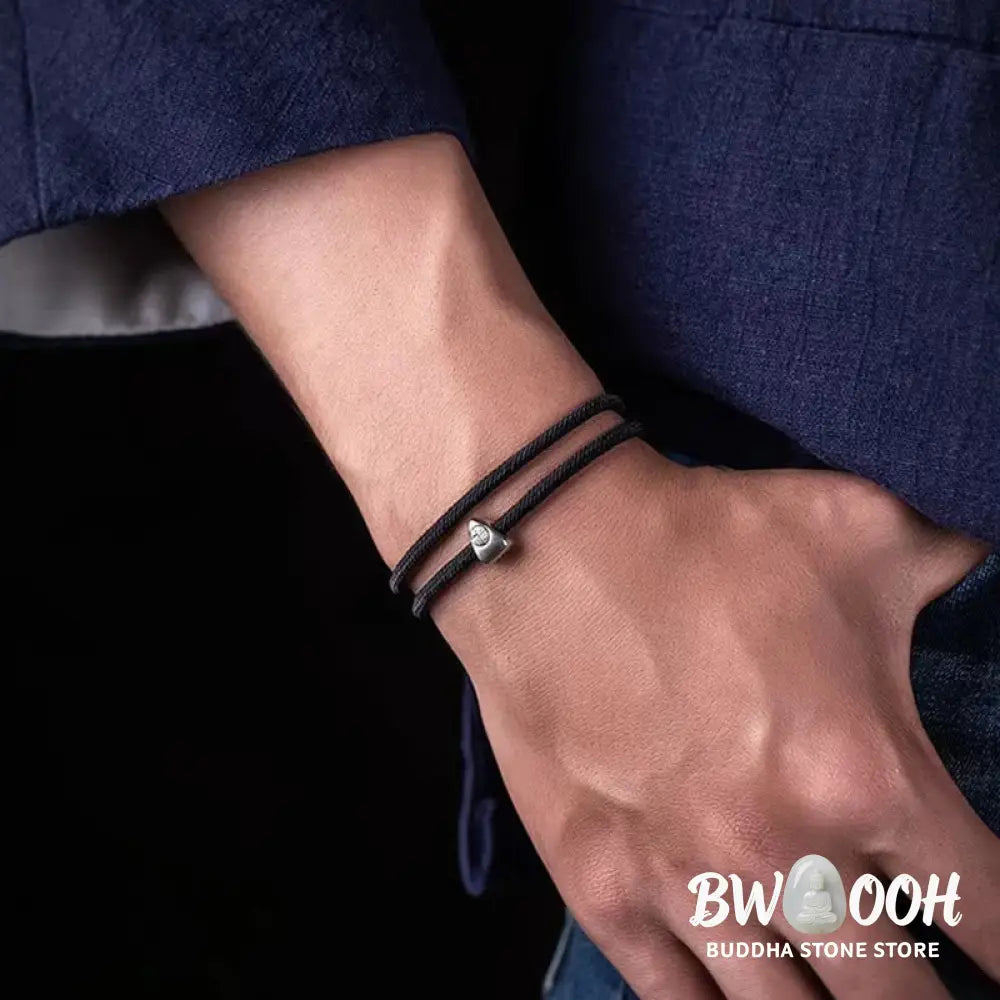 Buddha Stones 925 Sterling Silver Fu Character Blessing Handmade Braided Bracelet - BWOOOH - Bracelet