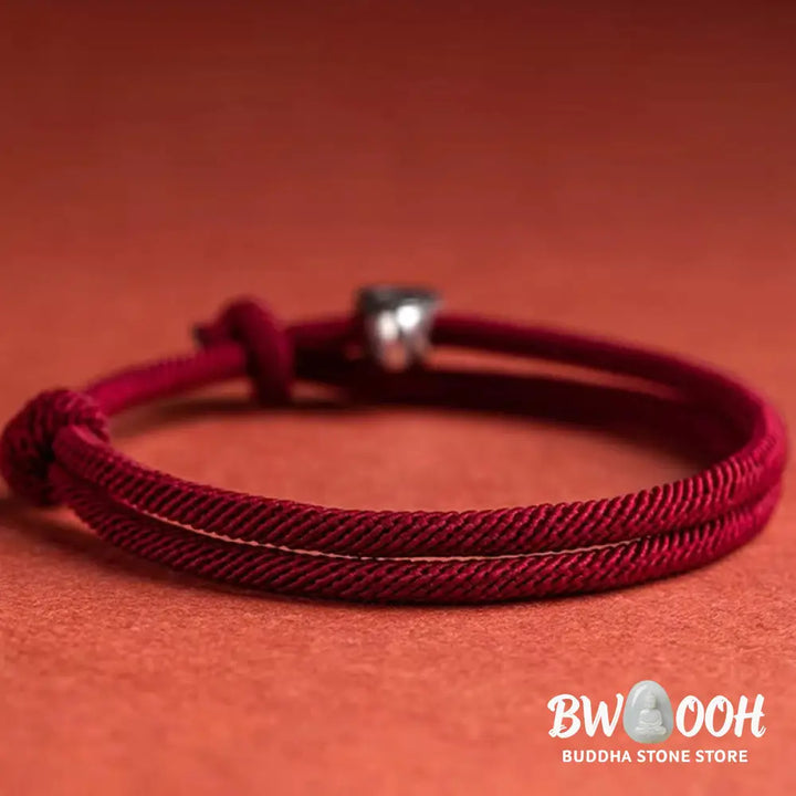 Buddha Stones 925 Sterling Silver Fu Character Blessing Handmade Braided Bracelet - BWOOOH - Bracelet