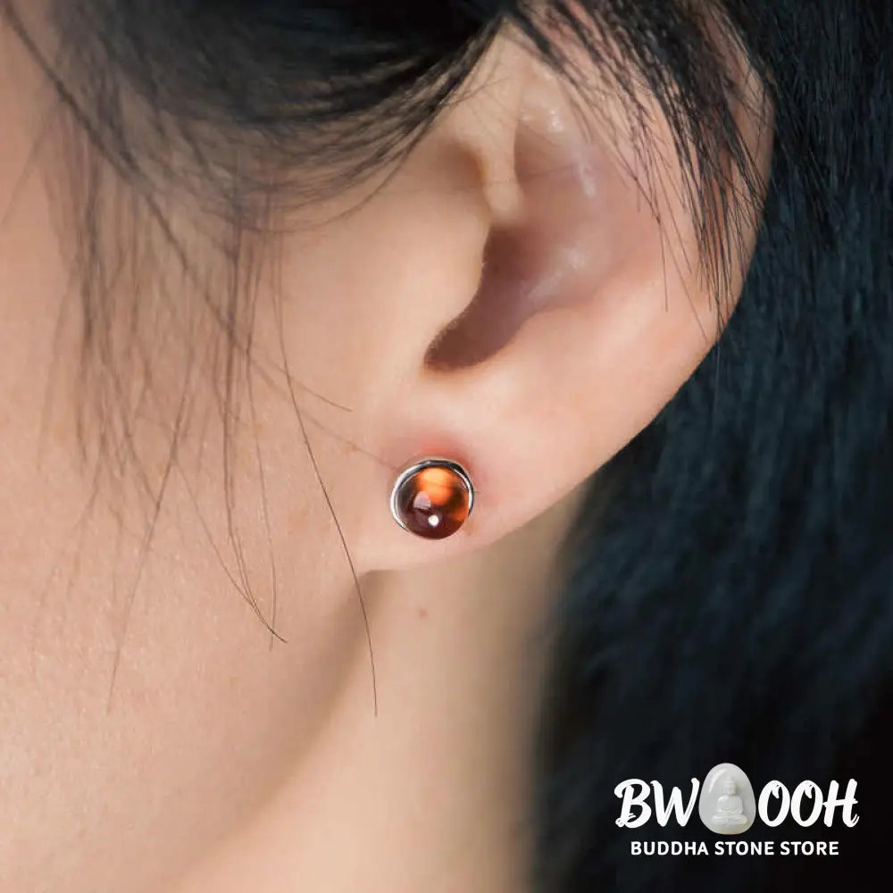 Buddha Stones 925 Sterling Silver Garnet Protection Earrings - Garnet(Calm ♥ Stability) - Earrings