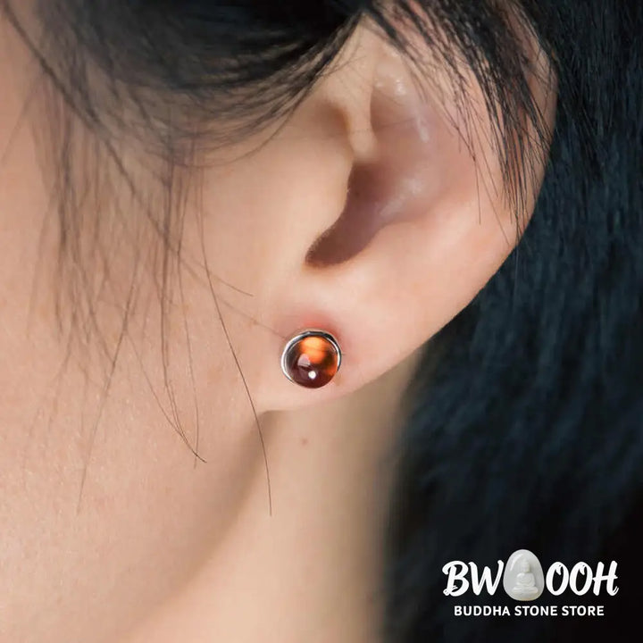 Buddha Stones 925 Sterling Silver Garnet Protection Earrings - Garnet(Calm ♥ Stability) - Earrings