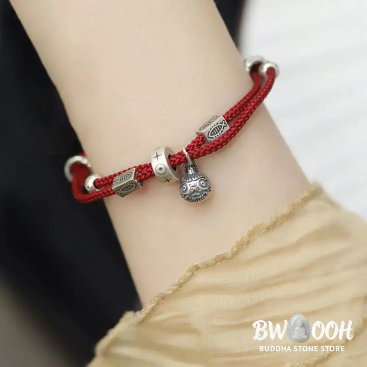 Buddha Stones 925 Sterling Silver Gold Swallowing Beast Koi Fish Wealth Handcrafted Braided Bracelet - BWOOOH - Bracelet