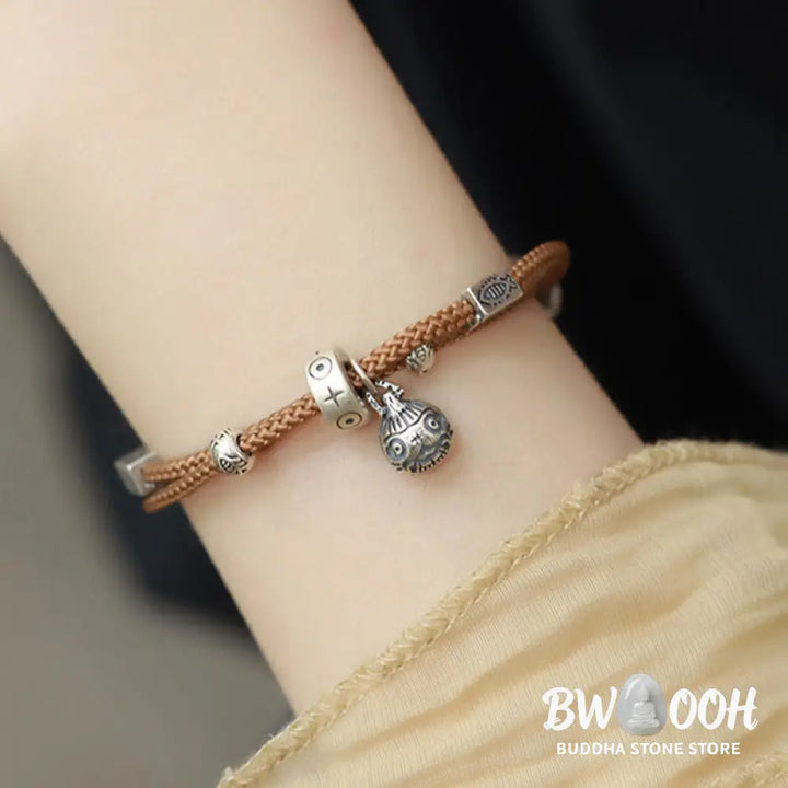 Buddha Stones 925 Sterling Silver Gold Swallowing Beast Koi Fish Wealth Handcrafted Braided Bracelet - BWOOOH - Bracelet