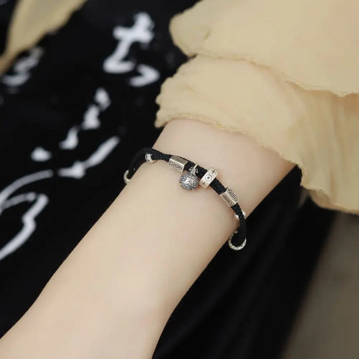 Buddha Stones 925 Sterling Silver Gold Swallowing Beast Koi Fish Wealth Handcrafted Braided Bracelet - BWOOOH
