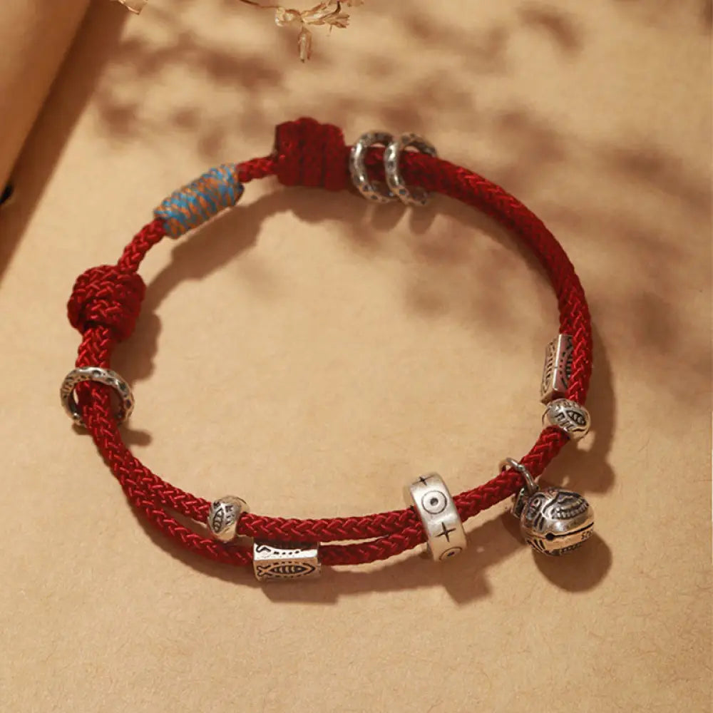 BWOOOH 925 Sterling Silver Gold Swallowing Beast Koi Fish Wealth Handcrafted Braided Bracelet - BWOOOH