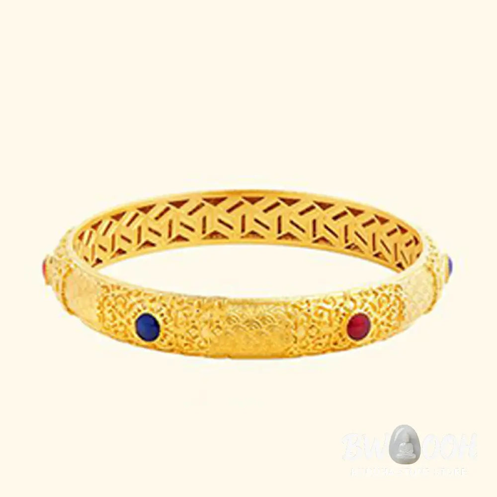 Buddha Stones 925 Sterling Silver Golden Auspicious Clouds Hollow Design Protection Bracelet Bangle 2.20 IN (56 MM)