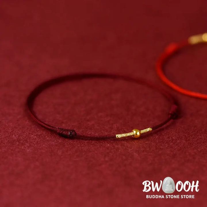 Buddha Stones 925 Sterling Silver Golden Bead Protection Braided Rope Bracelet Anklet - BWOOOH - Bracelet