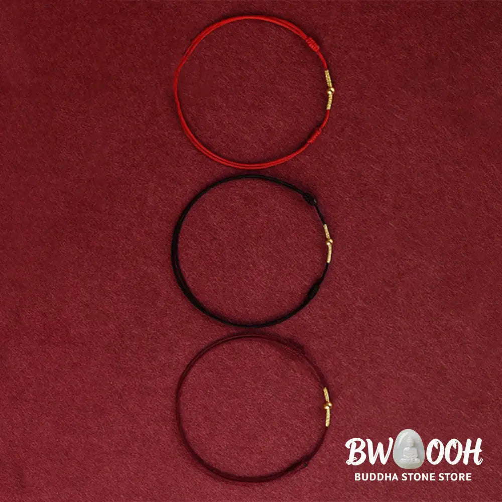 Buddha Stones 925 Sterling Silver Golden Bead Protection Braided Rope Bracelet Anklet - BWOOOH - Bracelet