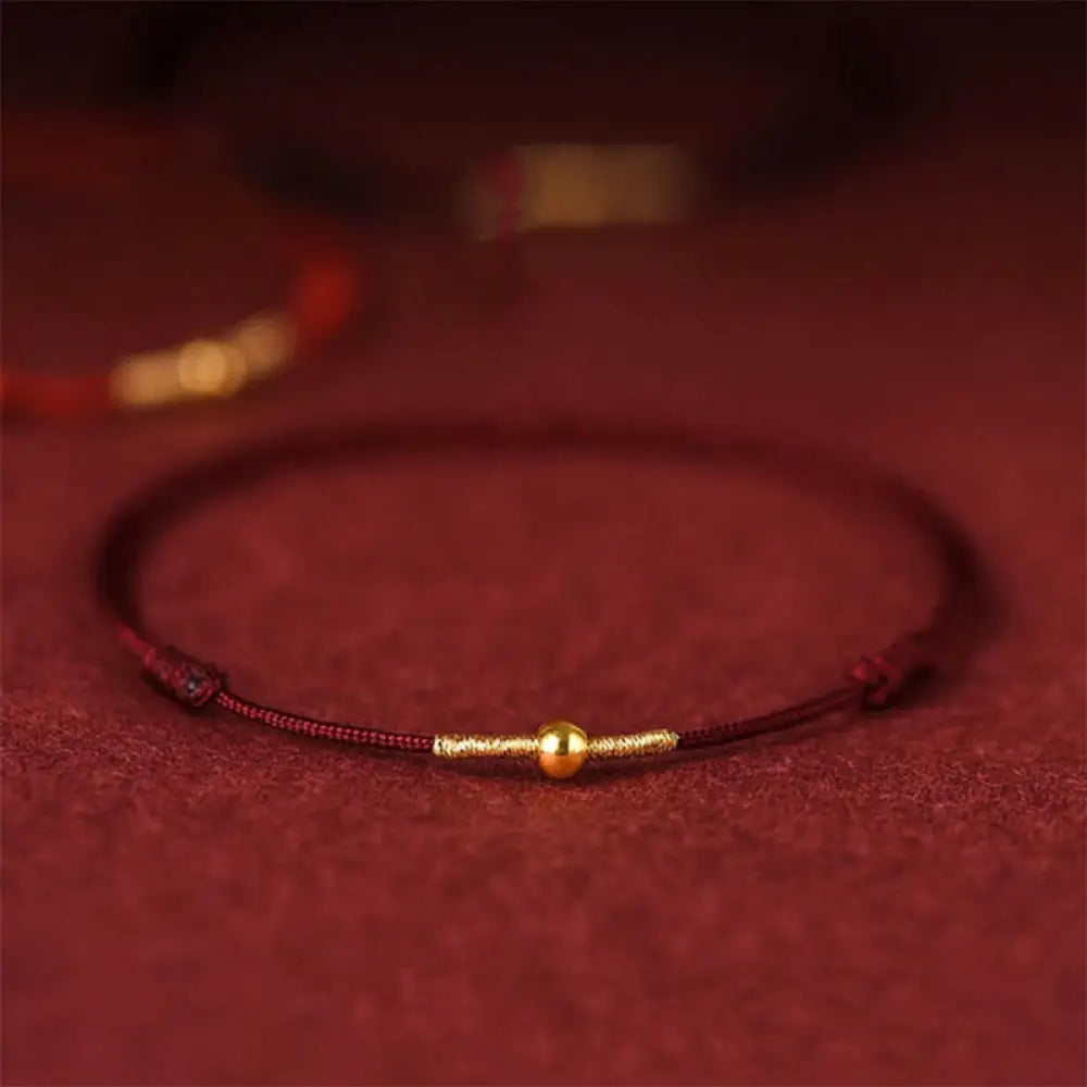 Buddha Stones Buddha Stones 925 Sterling Silver Golden Bead Protection Braided Rope Bracelet Anklet - BWOOOH - Handcrafted 925 Sterling Silver jewelry