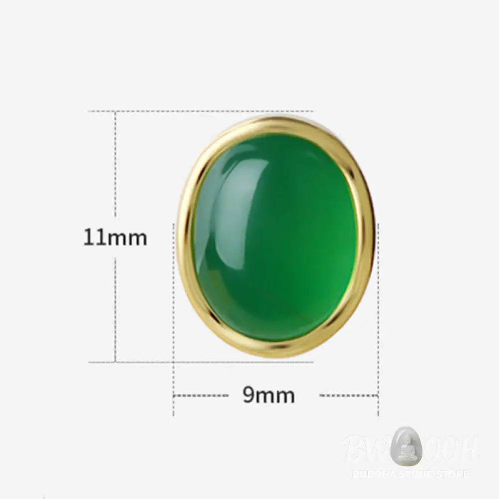 Buddha Stones 925 Sterling Silver Golden Green Chalcedony Strength Earrings - Green Chalcedony(925 Sterling Silver