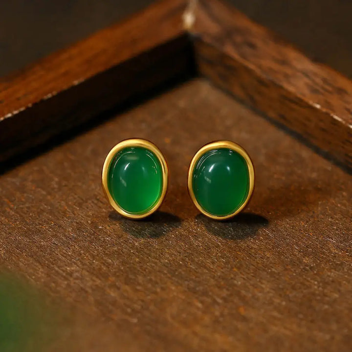 BWOOOH 925 Sterling Silver Golden Green Chalcedony Strength Earrings — Sterling Silver crystal healing bracelet for spirit...