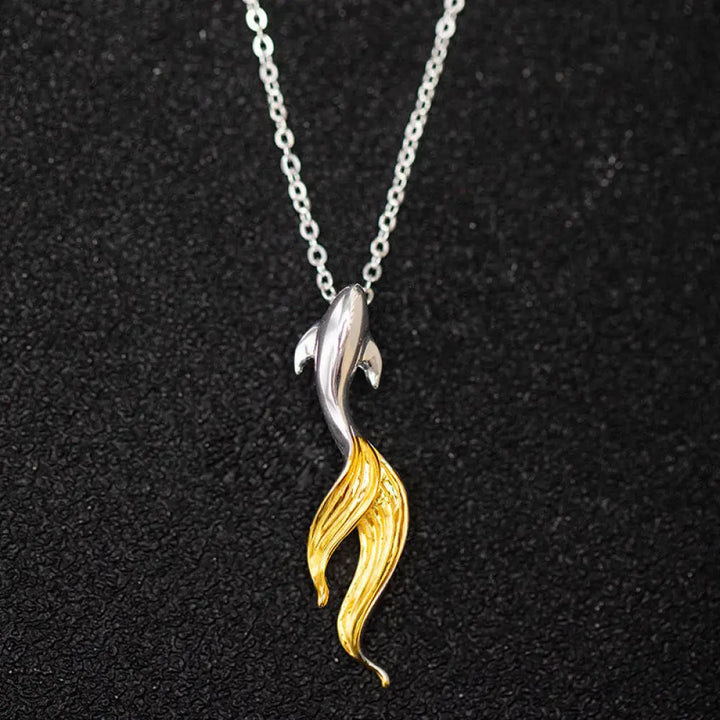Buddha Stones Buddha Stones 925 Sterling Silver Golden Koi Fish Luck Necklace Pendant - BWOOOH - Handcrafted 925 Sterling Silver jewelry