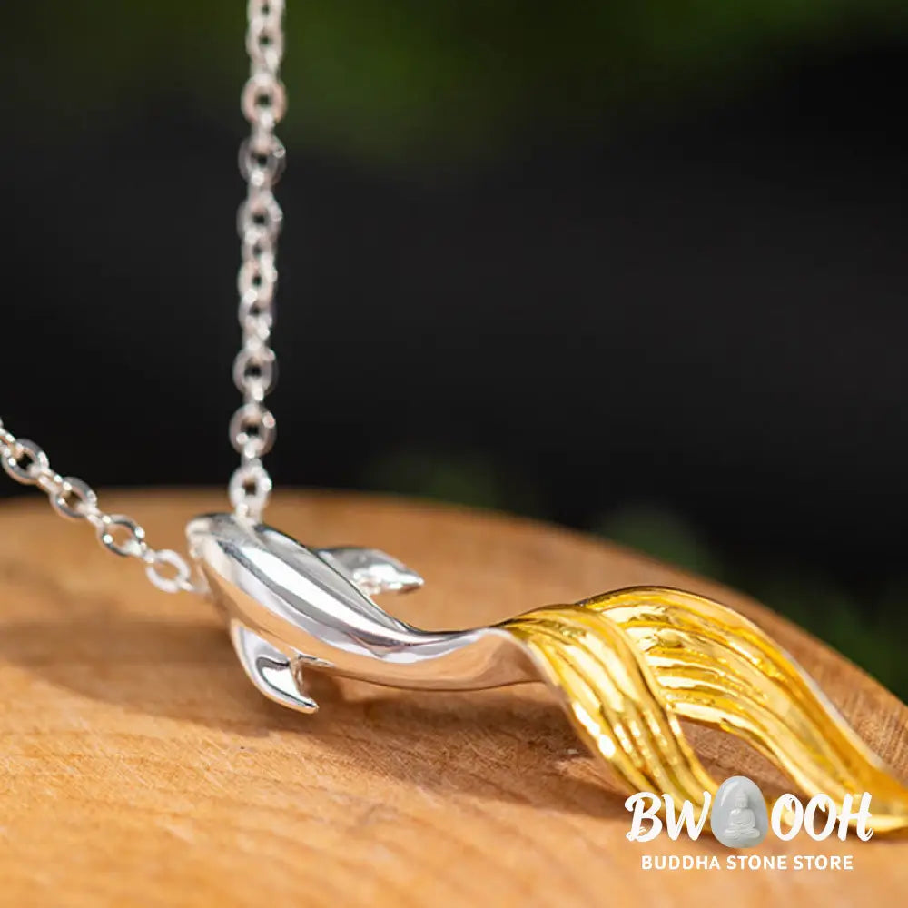 Buddha Stones 925 Sterling Silver Golden Koi Fish Luck Necklace Pendant - BWOOOH - 925 Sterling Silver Koi Fish