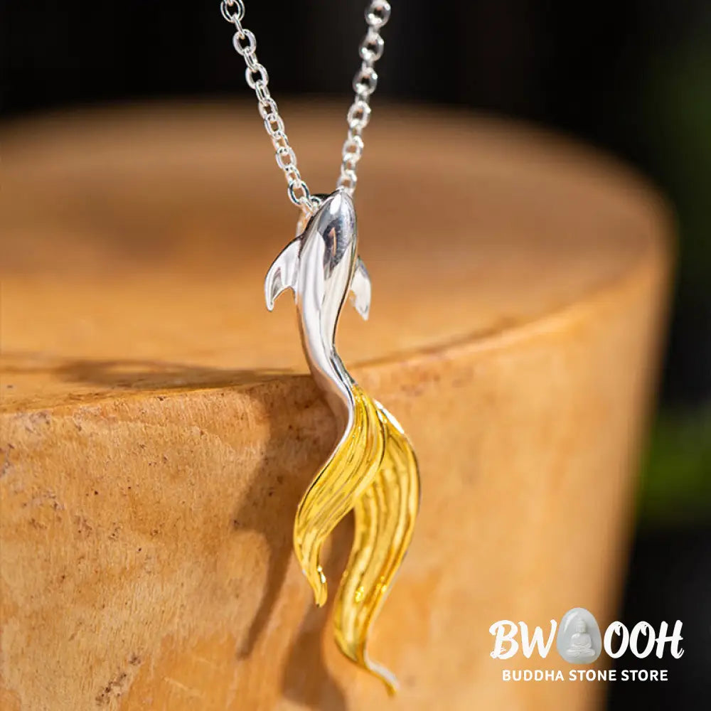 Buddha Stones 925 Sterling Silver Golden Koi Fish Luck Necklace Pendant - BWOOOH - 925 Sterling Silver Koi Fish