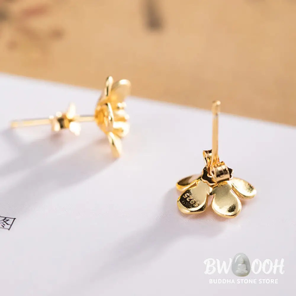 Buddha Stones 925 Sterling Silver Golden Peach Blossom Balance Earrings - 925 Sterling Silver - Earrings