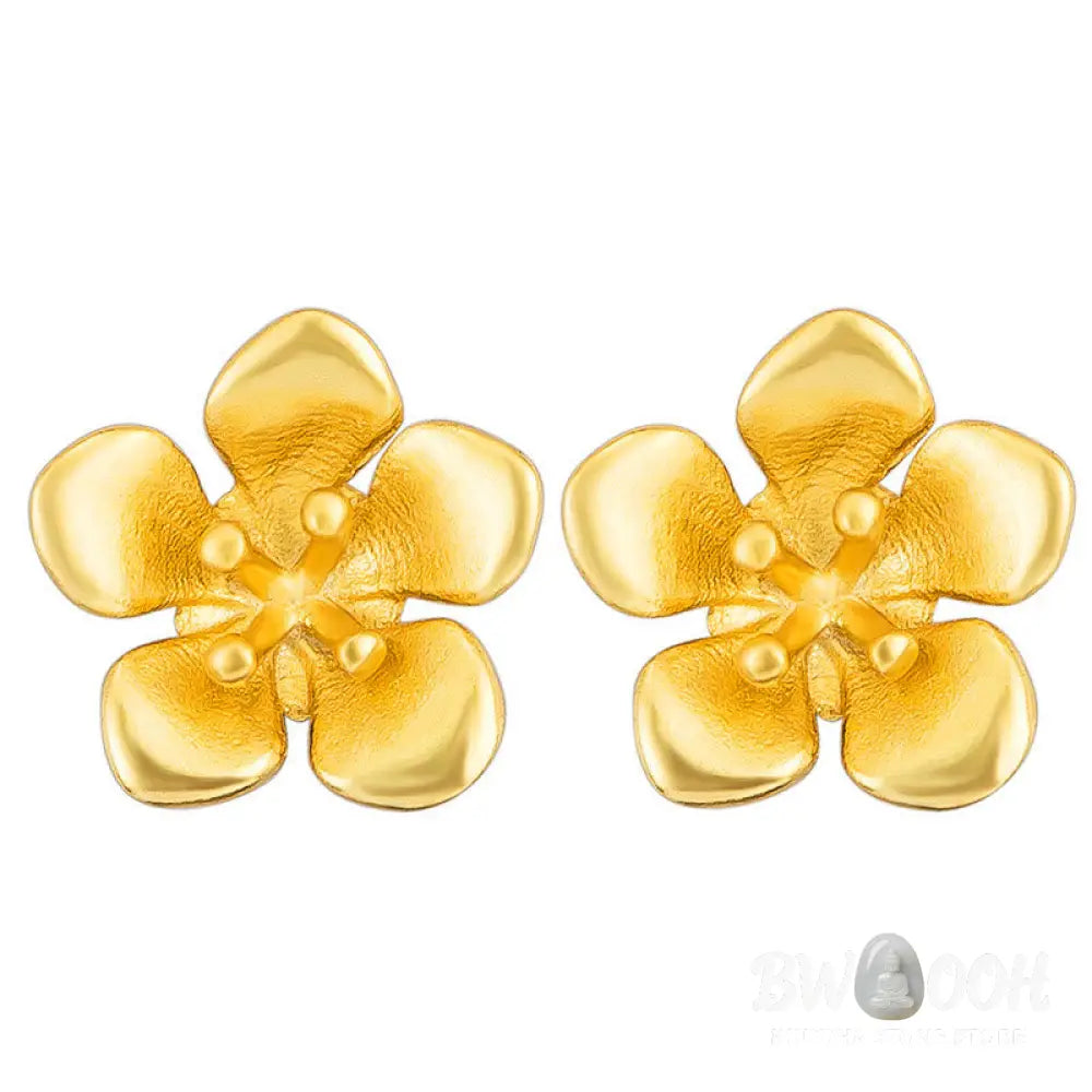 Buddha Stones 925 Sterling Silver Golden Peach Blossom Balance Earrings - 925 Sterling Silver - Earrings