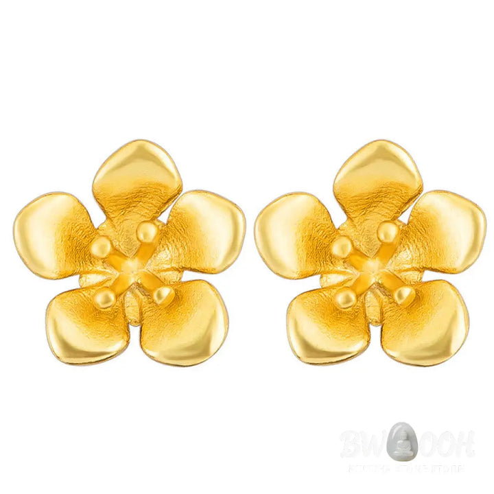 Buddha Stones 925 Sterling Silver Golden Peach Blossom Balance Earrings - 925 Sterling Silver - Earrings