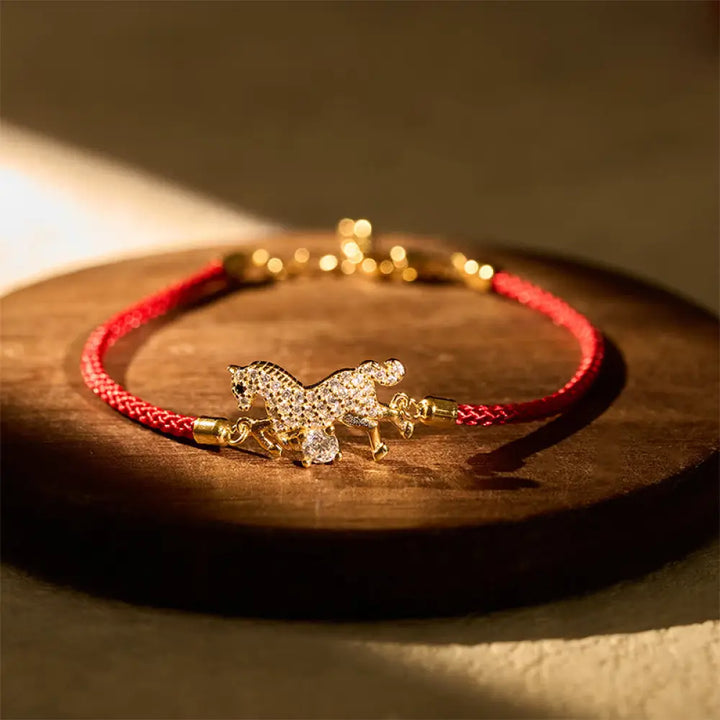 BWOOOH 925 Sterling Silver Golden Year Of The Horse Red S