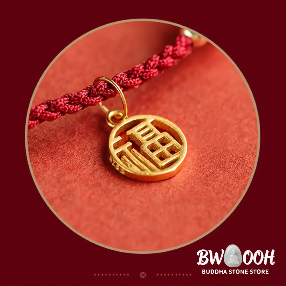Buddha Stones 925 Sterling Silver Good Fortune Fu Character Agate Pearl Red String Braid Bracelet - Bracelet