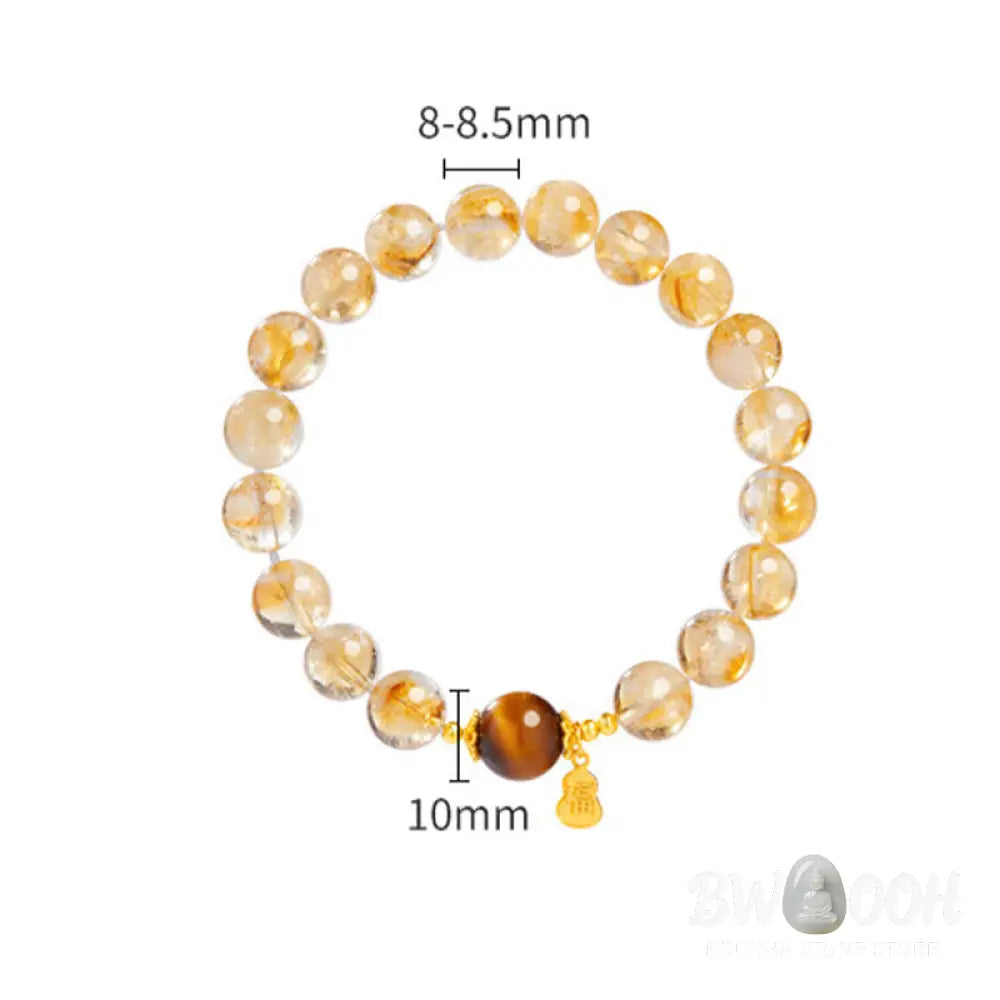 Buddha Stones 925 Sterling Silver Gourd Fu Character Citrine Tiger Eye Prosperity Bracelet - Citrine (Wrist