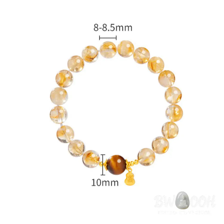 Buddha Stones 925 Sterling Silver Gourd Fu Character Citrine Tiger Eye Prosperity Bracelet - Citrine (Wrist