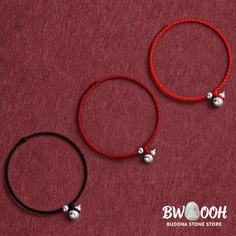 Buddha Stones 925 Sterling Silver Gourd Lucky Fortune Charm String Connection Bracelet - Bracelet