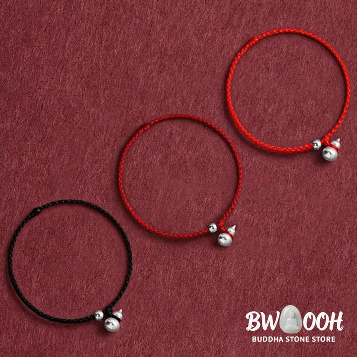 Buddha Stones 925 Sterling Silver Gourd Lucky Fortune Charm String Connection Bracelet - Bracelet