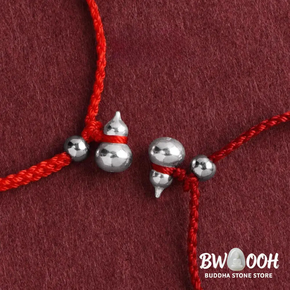 Buddha Stones 925 Sterling Silver Gourd Lucky Fortune Charm String Connection Bracelet - Bracelet