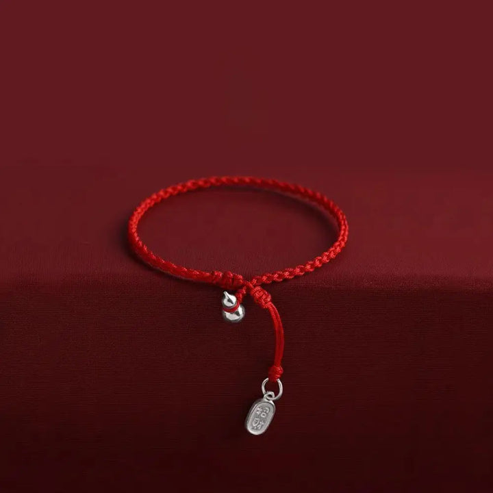 Buddha Stones 925 Sterling Silver Gourd Lucky Fortune Charm String Connection Bracelet - Gourd&amp;Lucky Fortune Red Rope