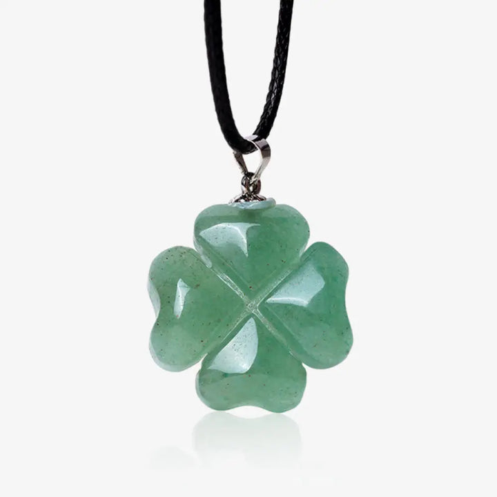 BWOOOH 925 sterling silver green aventurine four leaf clover luck leather rope necklace pendant spiritual jewelry