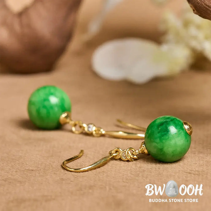 Buddha Stones 925 Sterling Silver Green Chalcedony Strength Courage Earrings - Green Chalcedony(925 Sterling Silver